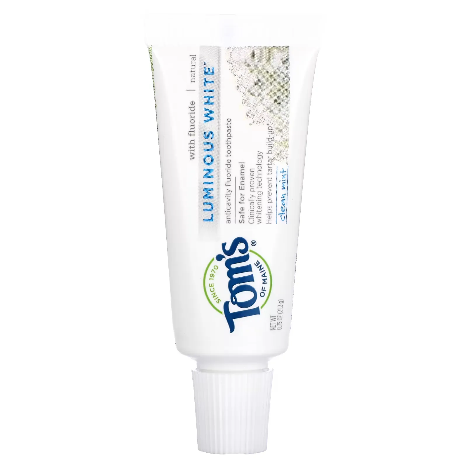 Natural Luminous White Anticavity Fluoride Toothpaste, Clean Mint, 0.75 oz (21.2 g)