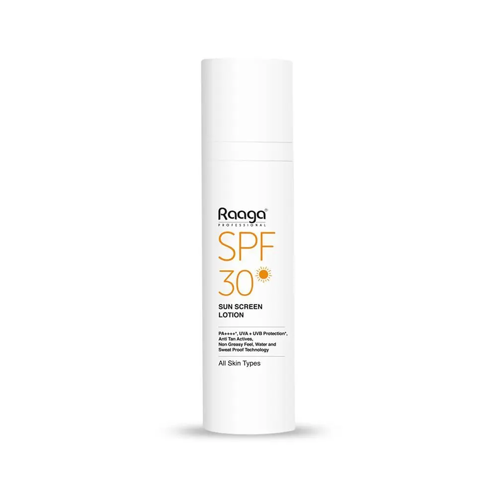 Raaga Professional SPF 30 PA++++ Sunscreen Lotion with UVA + UVB Protection, Anti Tan Actives, Non Greasy, Water and Sweat Proof Technology, All Skin Types, 55 ml