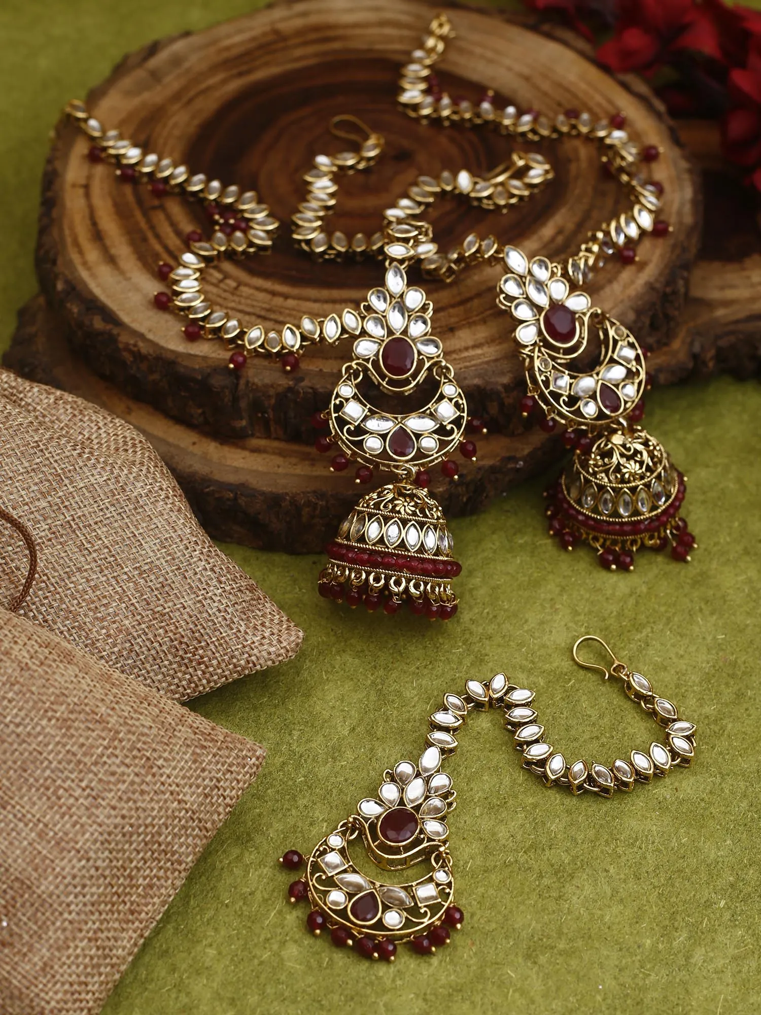 Bling Bag Ruby Chitrali Maang Tikka Set