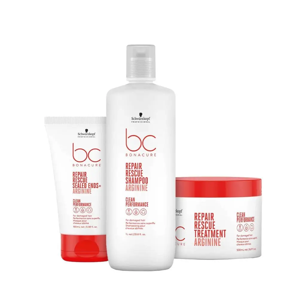 Schwarzkopf Professional Bonacure Repair Rescue with Arginine Shampoo + Mask + Serum Combo (1000 ml + 500 ml + 100 ml)