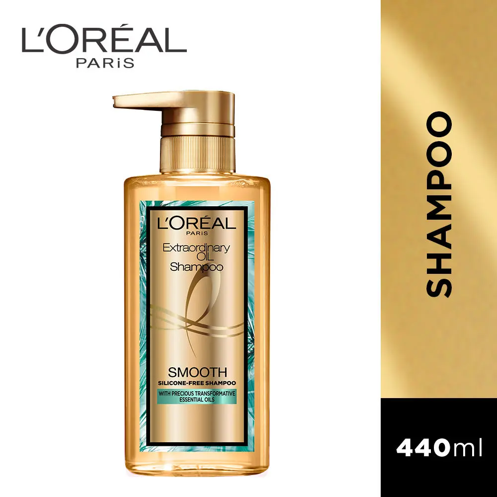 L'Oreal Paris Extraordinary Oil Smooth Shampoo (Paraben & Silicone Free) 440ml | Nourishing Shampoo for Smooth & Straight Frizz-Free hair | With Precious Essential Oils