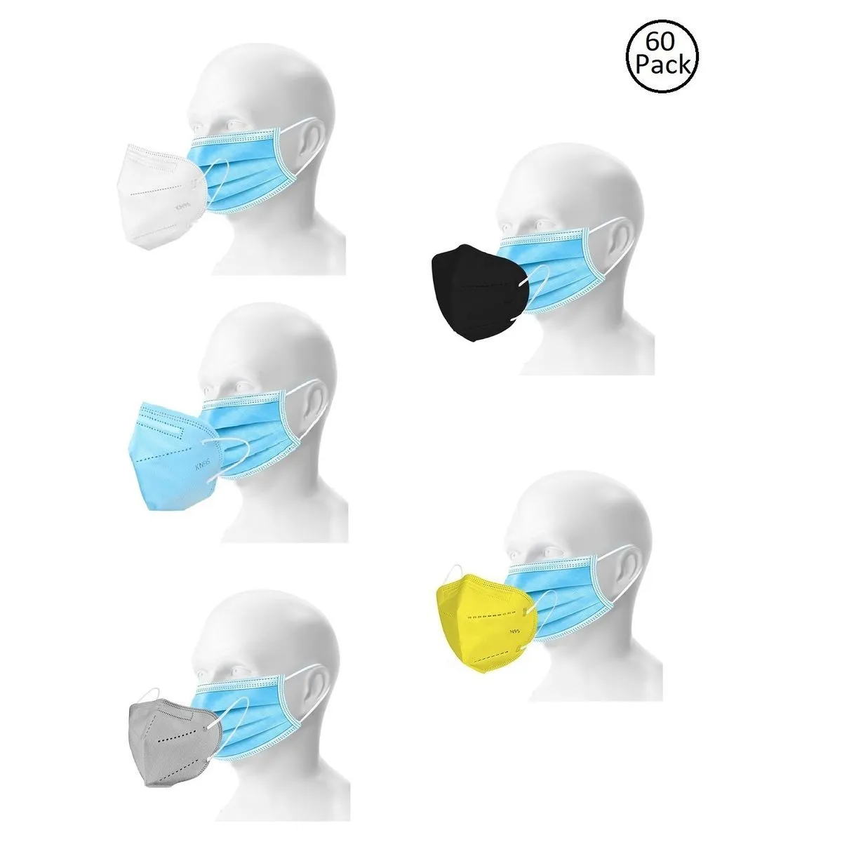 OOMPH Double Mask Set of 50 Disposable & 10 Reusable Kn95/N95 Mask