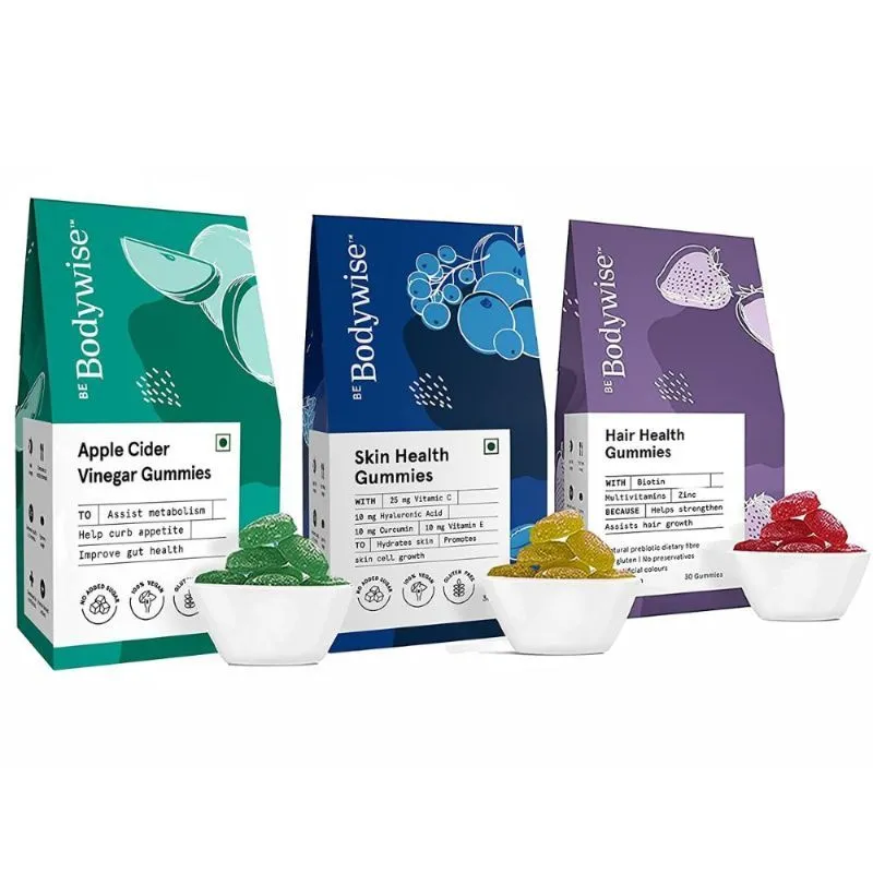 Be Bodywise Healthy Gummies for Body, Skin & Hair for Women - Skin, ACV & Hair Gummies