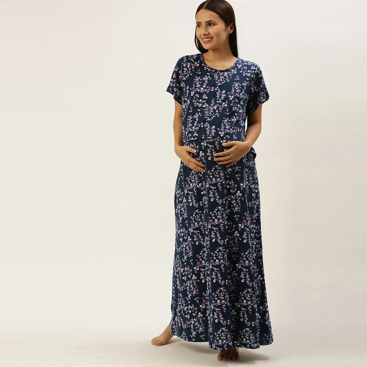 Nejo Feeding/Nursing Maternity Night Dress - Blue (L)