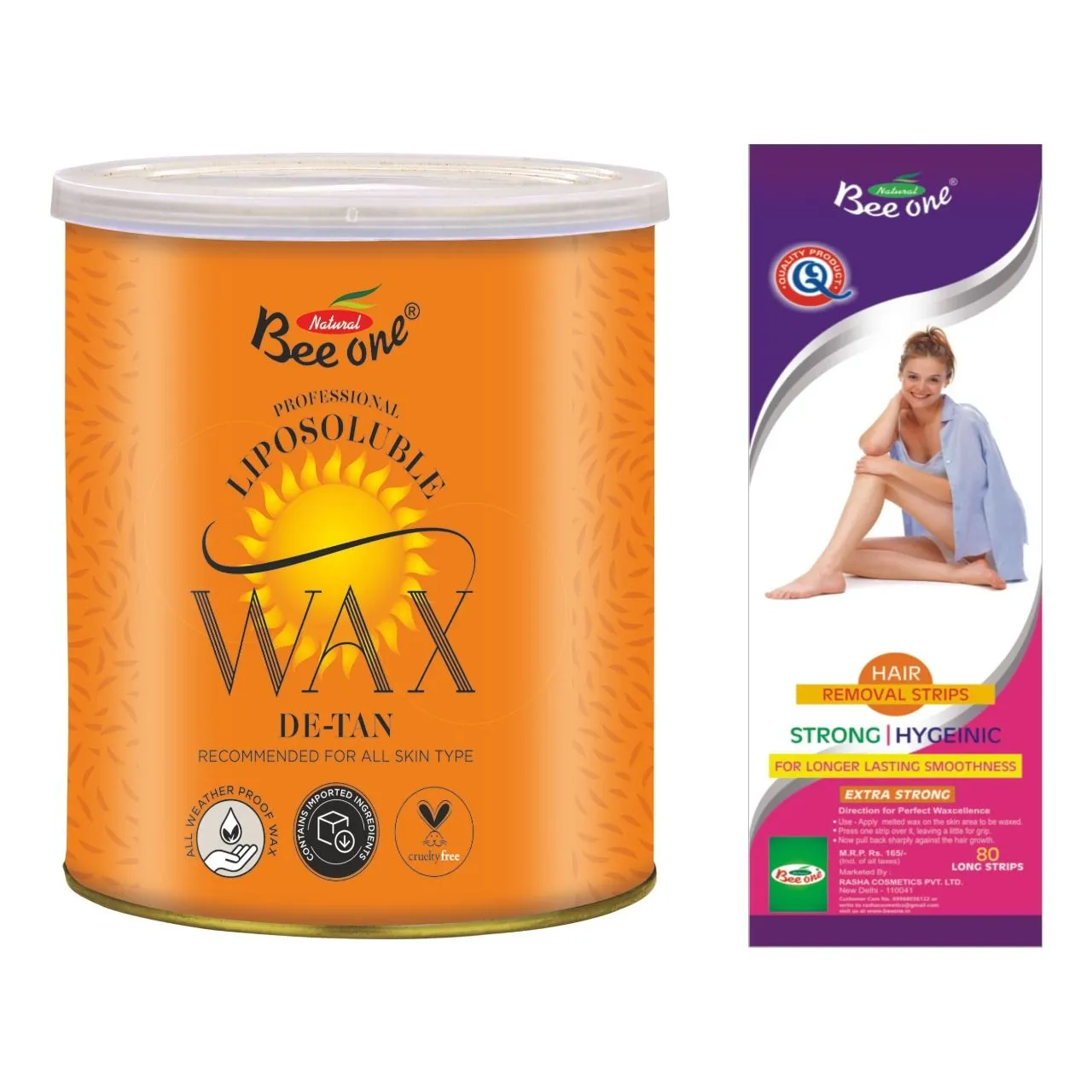 Beeone Waxing Combo - De Tan Liposoluble Wax + Disposable Strips