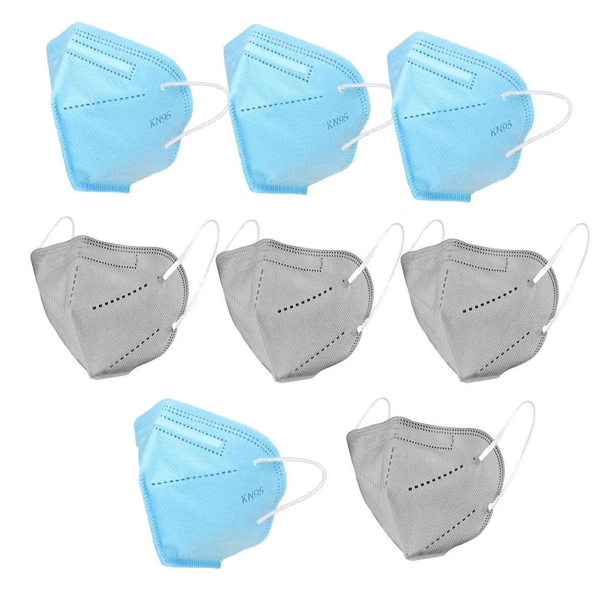 OOMPH Pack Of 8 Kn95/n95 Anti-pollution Reusable 5-layer Mask (blue,grey)