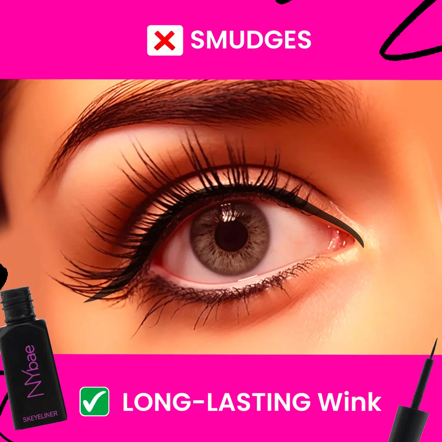 NYBae Glossy-Matte Eye Twin Pack | Glossy Eyeliner | Matte Eyeliner | Black | Long Lasting | Everyday Use | Quick Dry | Eye Makeup | Makeup Kit