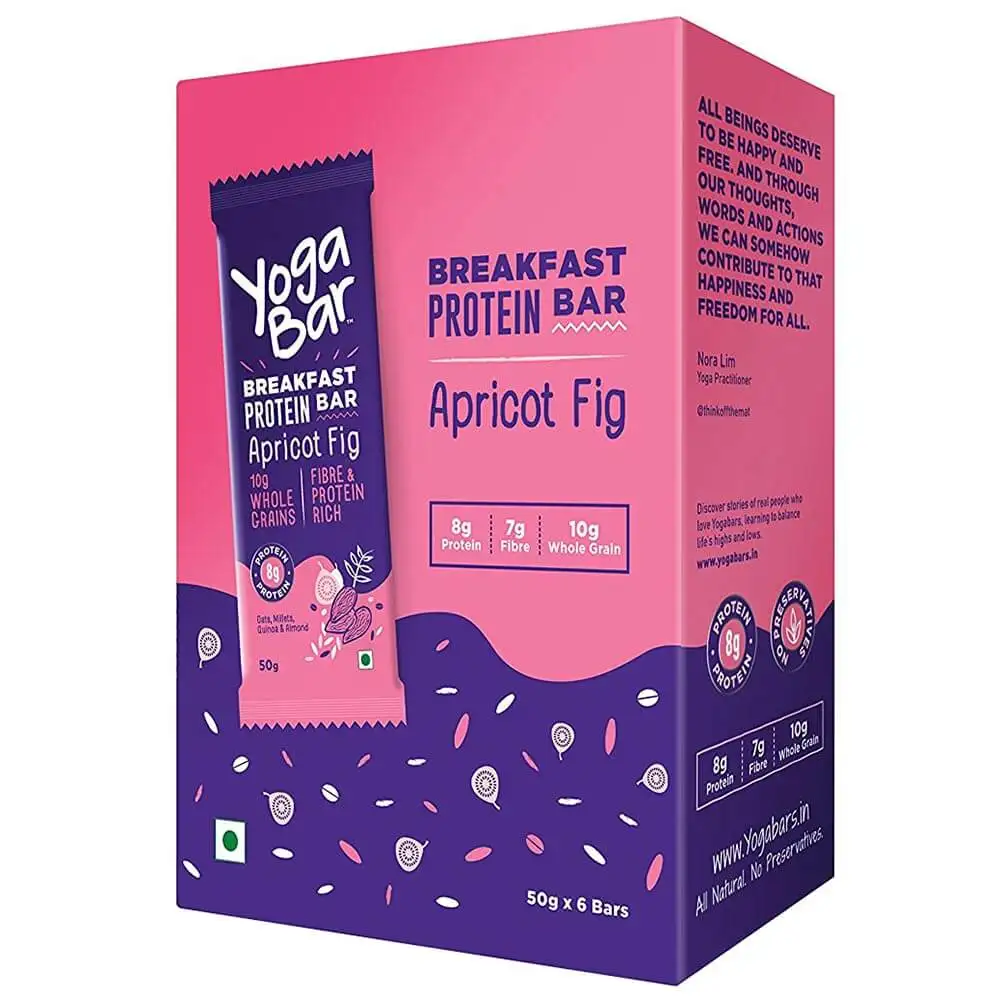 Yogabar Breakfast Protein Bar,  6 Piece(s)/Pack  Apricot Fig