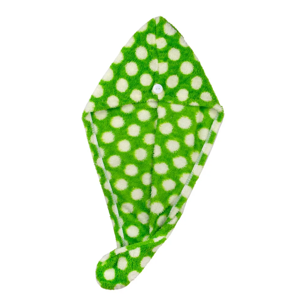 Streak Street Microfiber Hair Wrap Towel - Green Goblet Polka