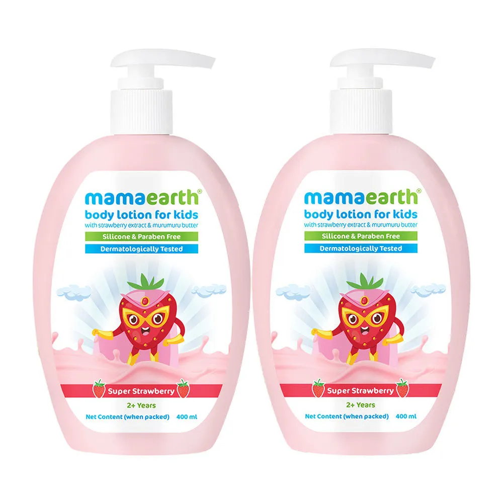 Mamaearth Super Strawberry Body Lotion & Cream For Kids - Pack Of 2