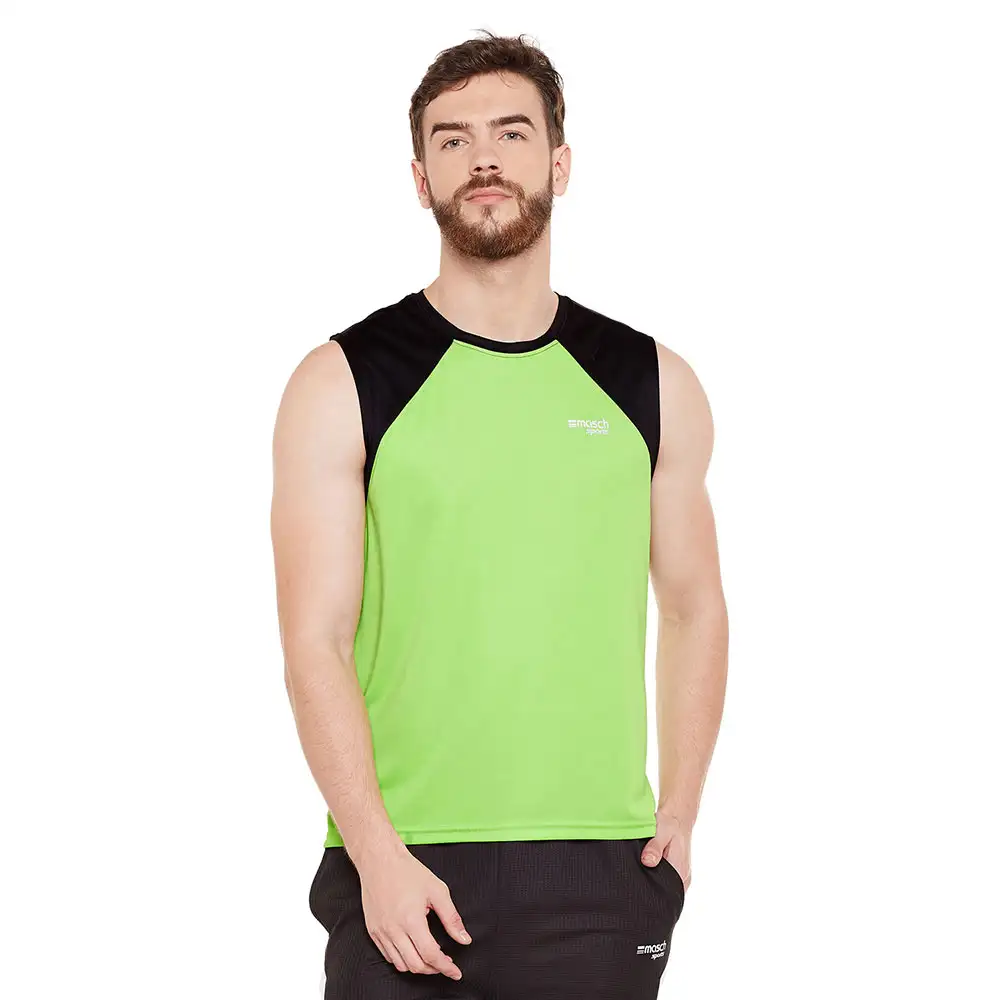 Masch Sports Mens Regular Fit Polyester Active T Shirt (MSTS1017 SLCS GB),  Green and Black  XXL