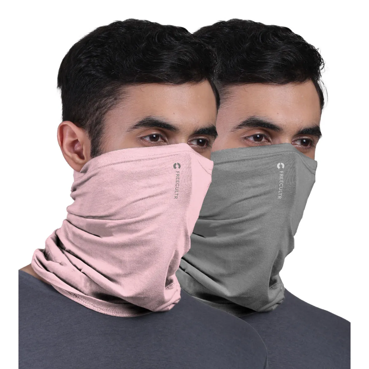 FREECULTR Unisex Plain Bamboo Bandana Anti Microbial Multipurpose Cloth Face Mask (pack Of 2)