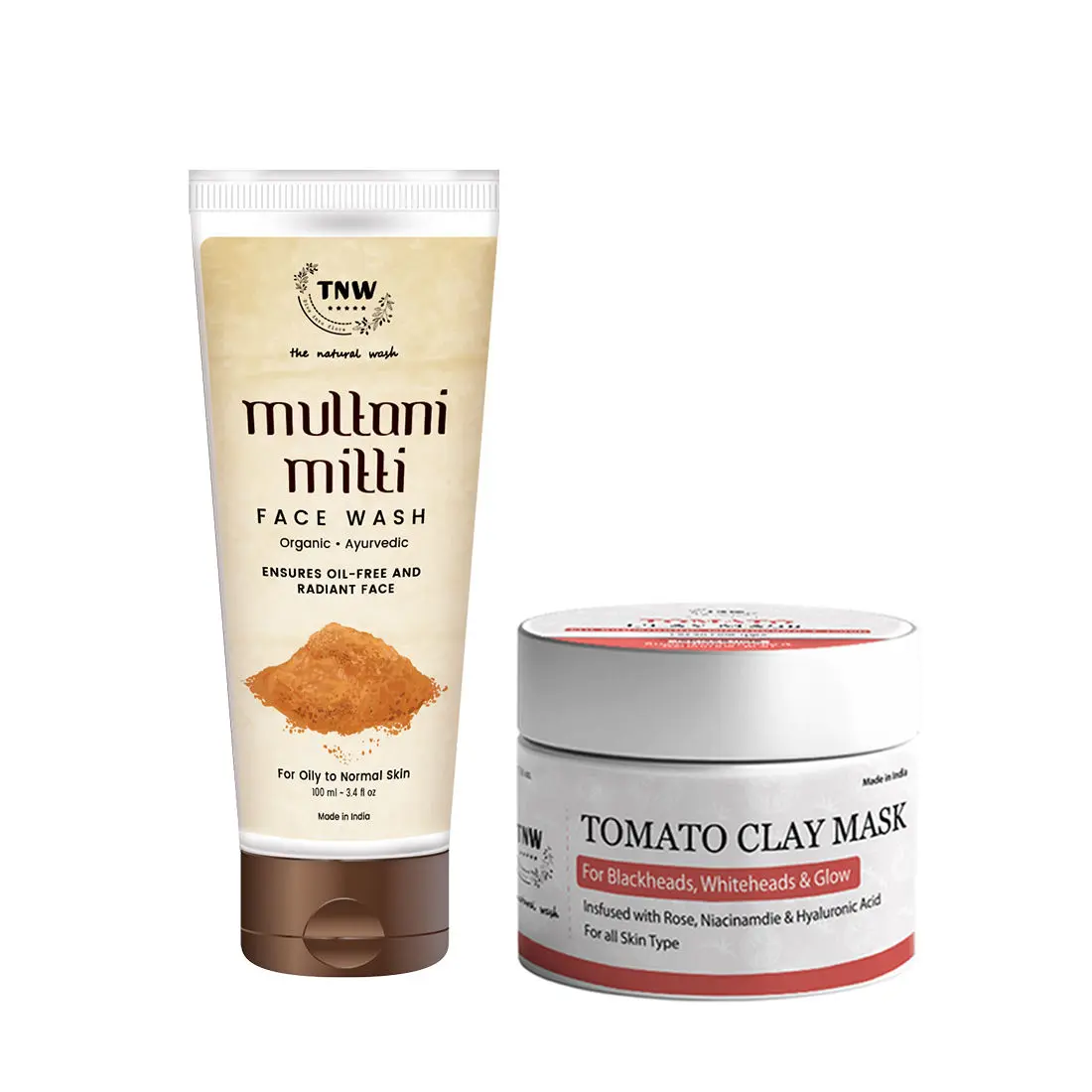 Combo of 2- Tomato Clay Mask 50gm + Multani Mitti Face Wash 100ml