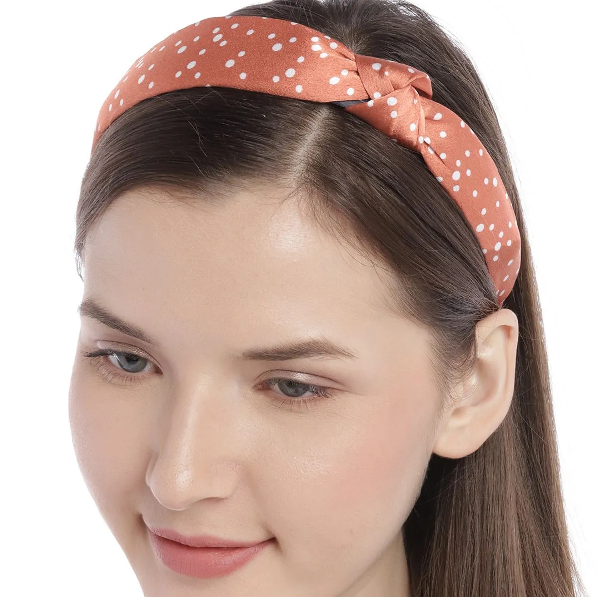 Blueberry Bronze Knot White Doted Hair Band