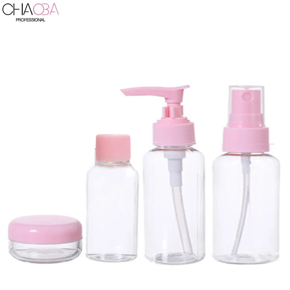 Chaoba Professional Travel bottle set for Toiletries (Spray Bottle, Pump Bottle, Cap Bottle, Cream Bottle & Spatula).