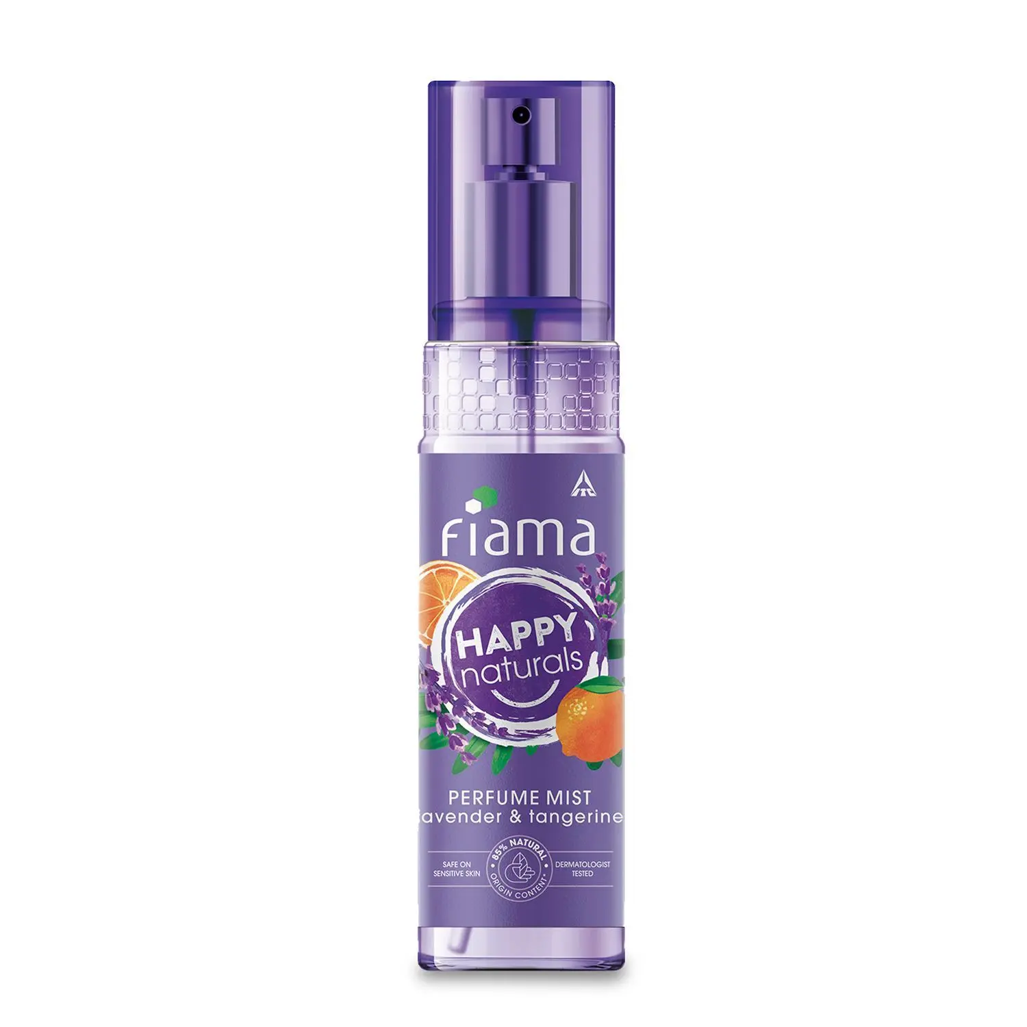 Fiama Happy Naturals Perfume Mists, Lavendar & Tangerine with floral and citrusy notes, 85% Natural origin content, skin friendly PH, long lasting fragrance, 120ml bottle