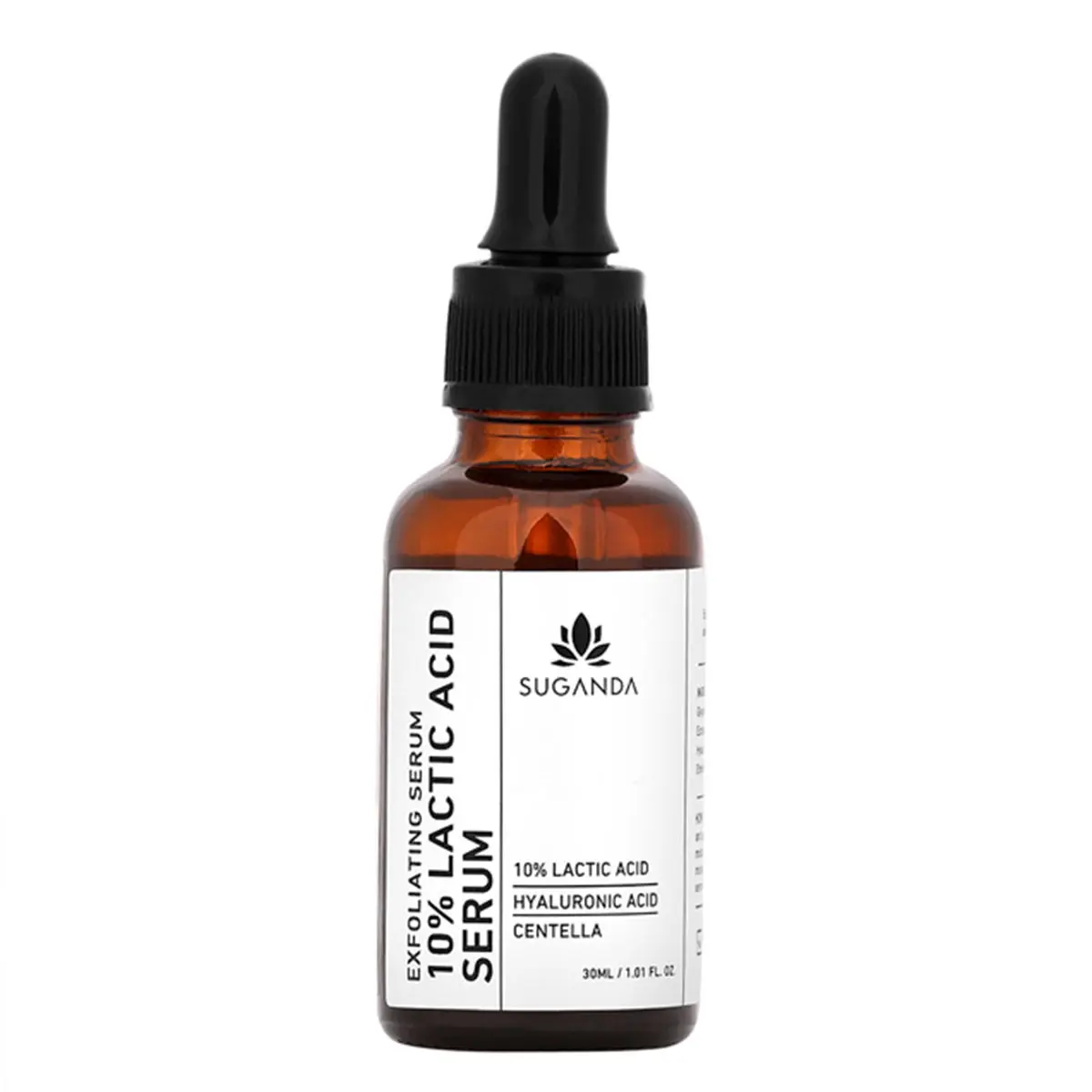 Suganda 10% Lactic Acid Serum,  With Hyaluronic Acid For Uneven Texture, Removes Dead Skin Cells, Reduces Dark Spots (30 ml)