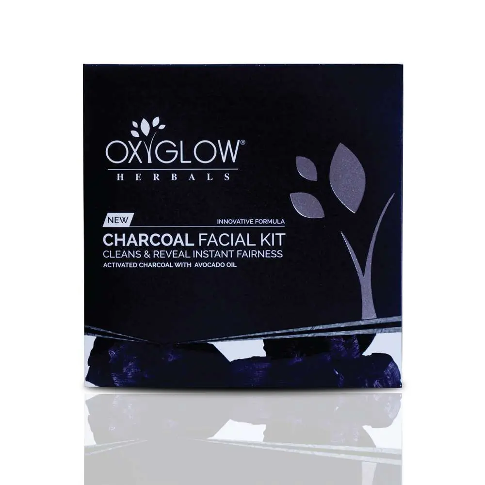 OxyGlow Herbals Charcoal Facial Kit,63g,Deep clean,soothe,hydrate skin
