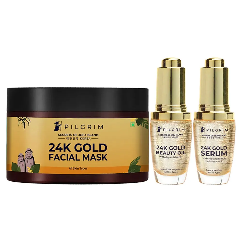 Pilgrim Gold Combo With 24k Gold Serum & Oil And Mask Combo