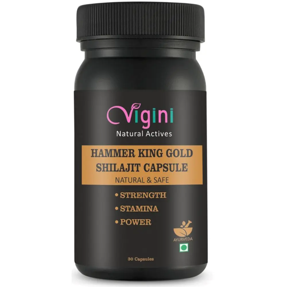 Vigini Natural Hammer King Gold Shillajit / Shilajeet Long Time Sexual Strength Stamina Thor Performance Power Vigour Vitality Booster Wellness Capsule Titan Growth Wellness John Feel Tiger for Men