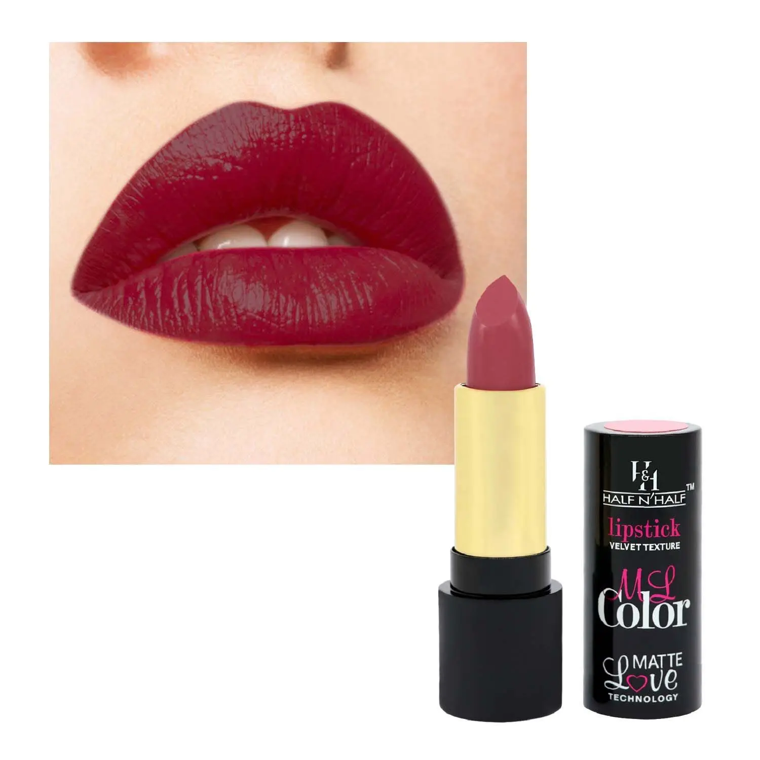 Half N Half Velvet Matte Texture Lipstick My Colour, Greedy-Lady (3.8gm)