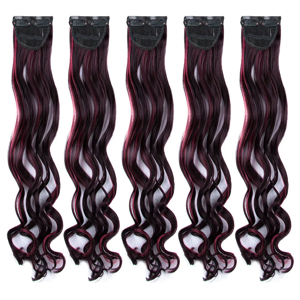 Streak Street Clip-in 20 Curly Burgundy Side Patches (5pcs Set)