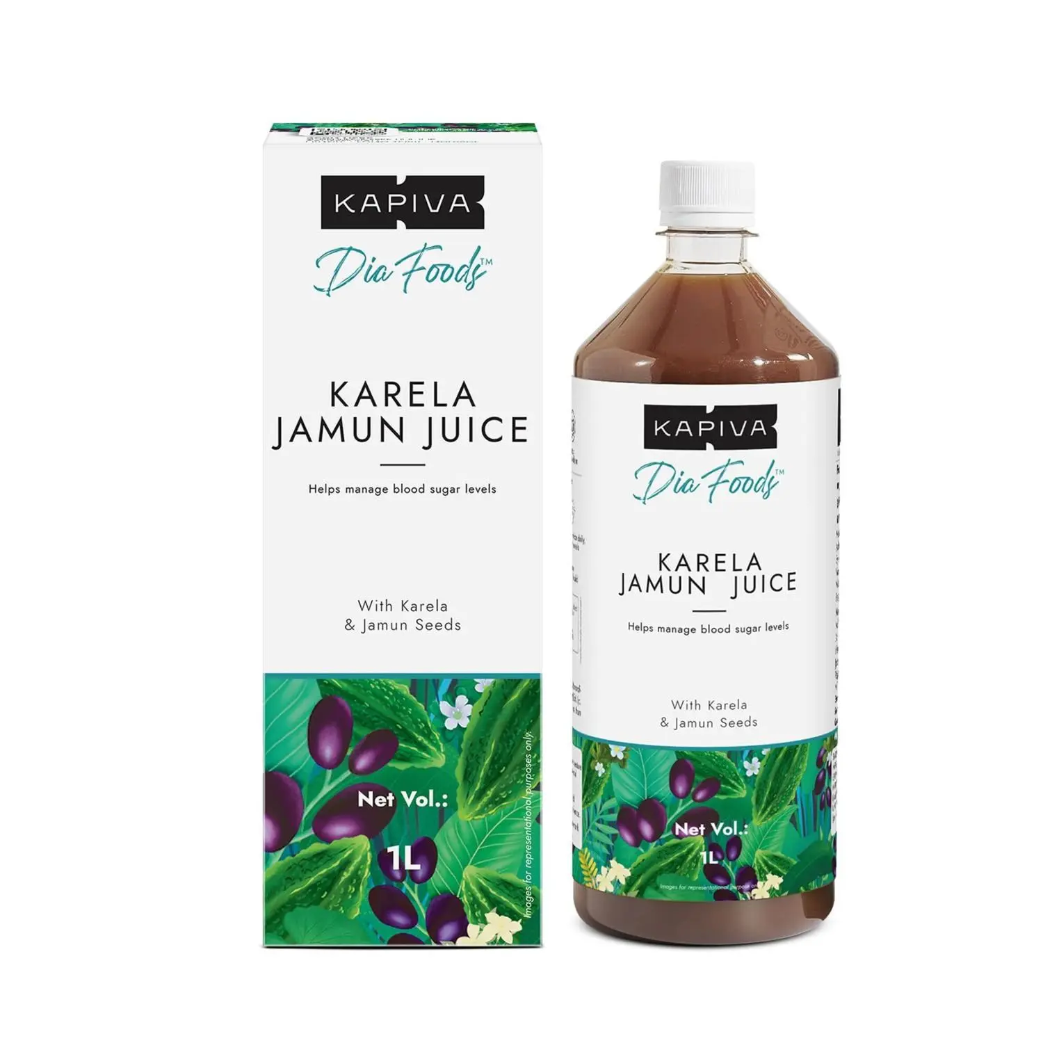 Kapiva Karela Jamun Juice | Natural Juice Made From Fresh Karela And Jamun Seeds | Helps manage blood sugar levels | No Added Sugar, 1L