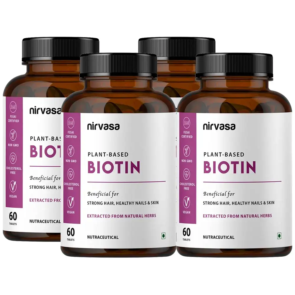 Nirvasa Plant-Based Biotin,  60 tablet(s)  Unflavoured (Pack of 4)