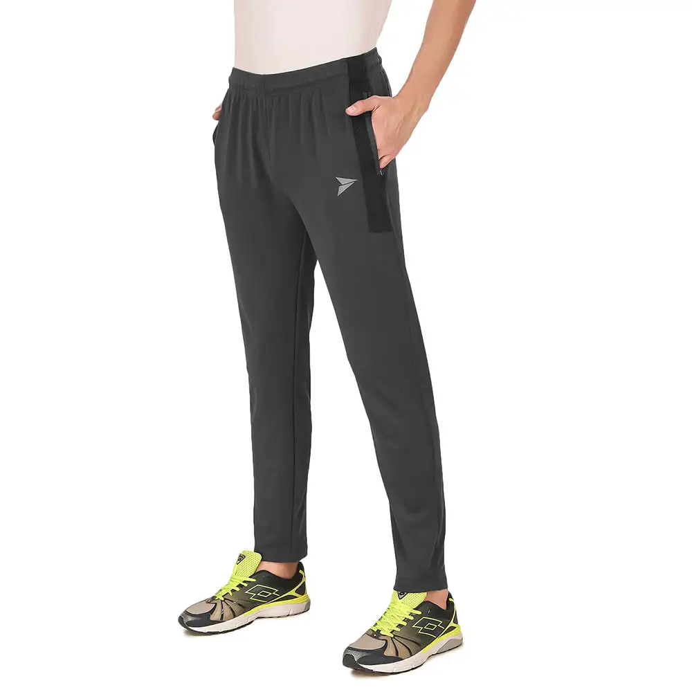 Fitinc Lycra Stretchable Trackpant for Men with Two Side Zipper Pockets,  Grey  XL