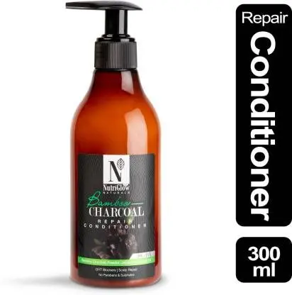 NutriGlow NATURAL'S Bamboo Charcoal Repair Conditioner With Bamboo Charcoal Powder, 300ml