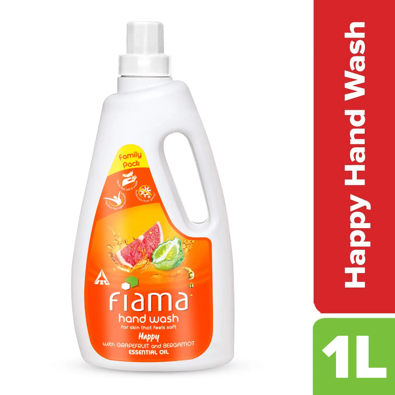 Fiama Happy Moisturising hand wash, Grapefruit and Bergamot, 1000ml refill pack