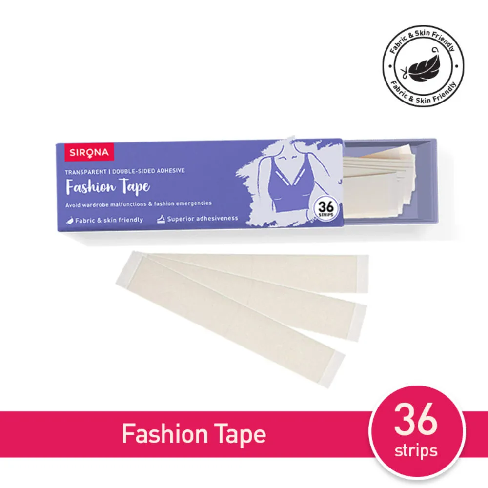 Sirona Double Sided Transparent Fashion Tapes (36 Strips), Safe on Skin, Clothes & Garments