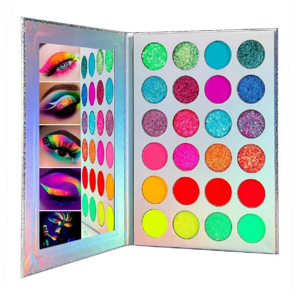 DE'LANCI Aurora Glow Eyeshadow Palette UV Blacklight Neon Eyeshadow Glow in the Dark 24g