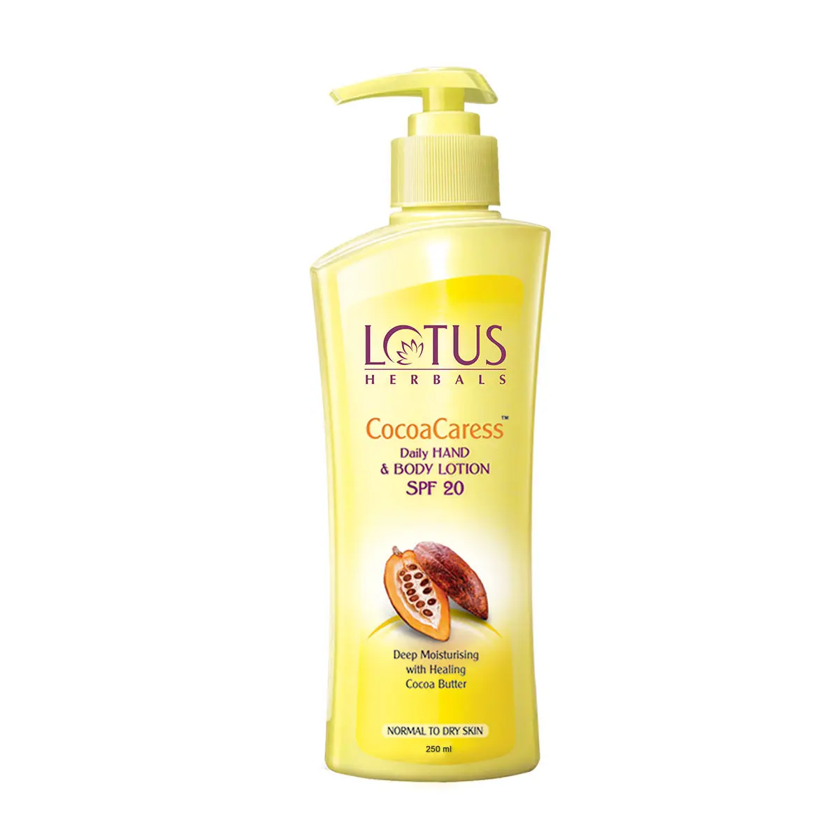 Lotus Herbals Cocoacaress Daily Hand & Body Lotion | With Cocoa Butter | For Dry Skin | SPF 20 | 250 ml