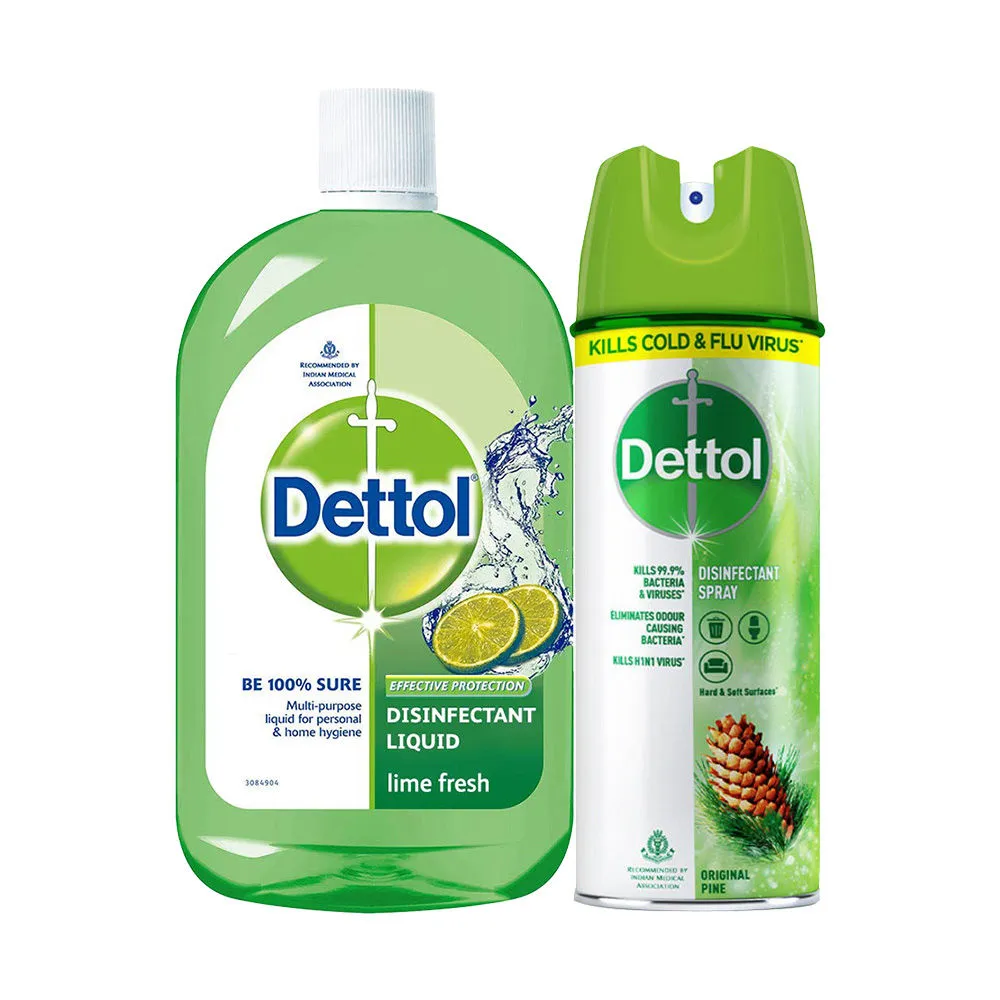 Dettol Original Pine Disinfectant Spray Sanitizer & Lime Fresh Liquid