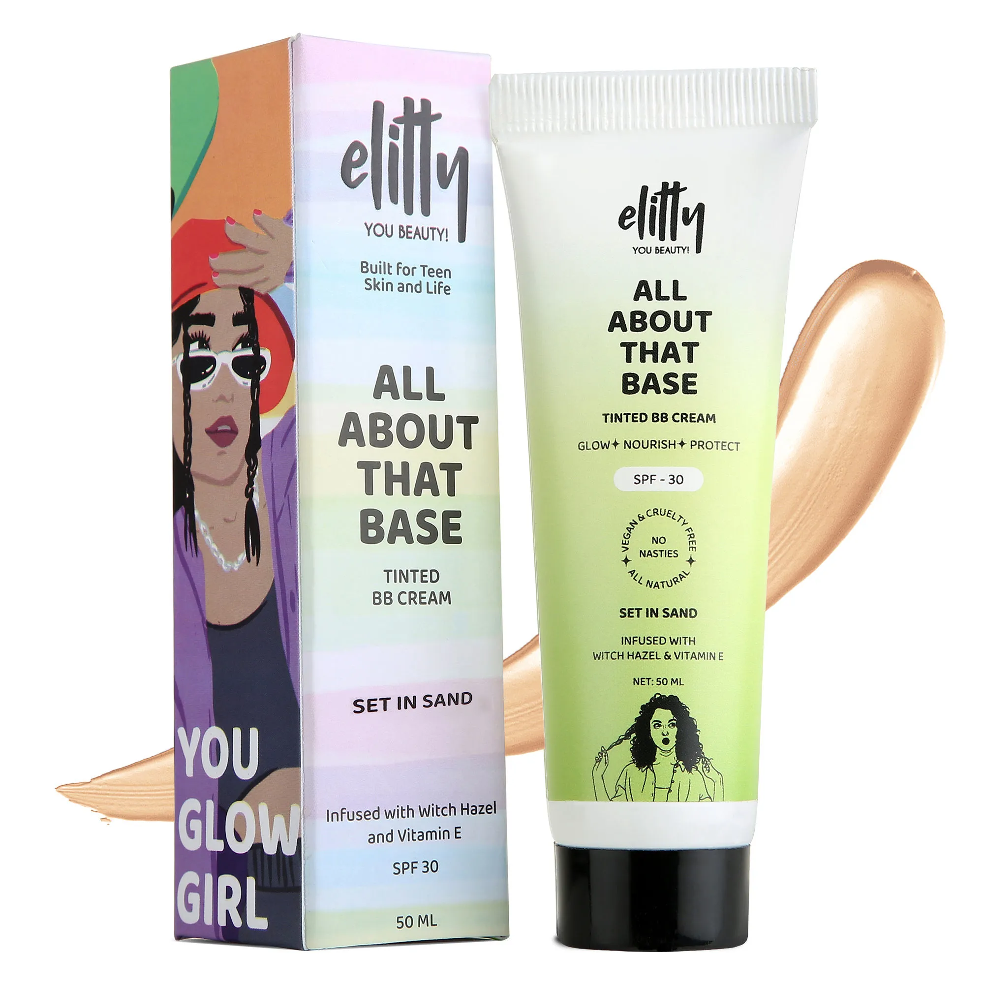 Elitty All About That Base Tinted BB Cream With SPF 30 - Set In Sand - Medium