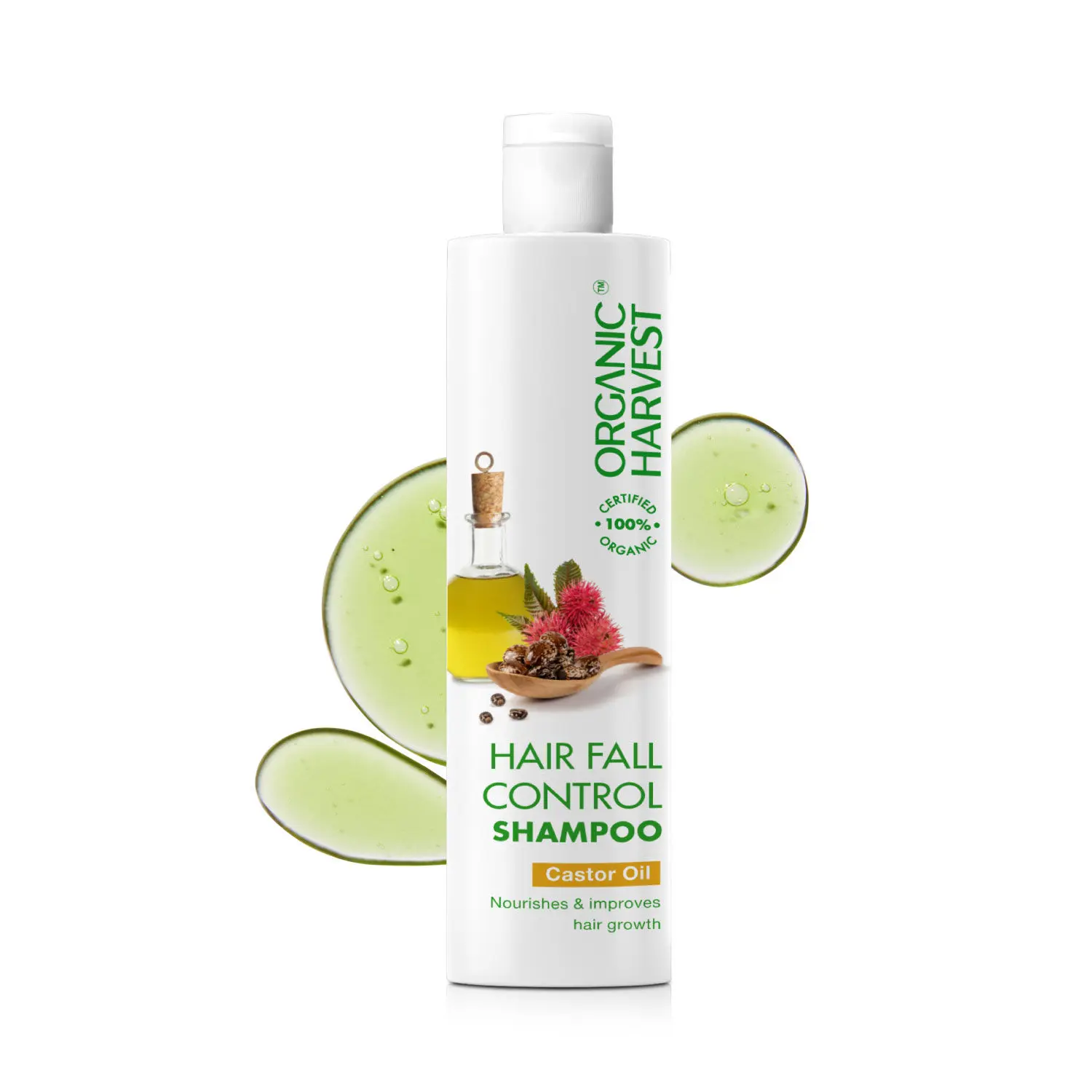 Organic Harvest Hairfall Control Shampoo: Castor Oil | Anti Hair Fall Shampoo for Dry Hair | For Men & Women | 100% American Certified Organic | Sulphate & Paraben-free - 225ml