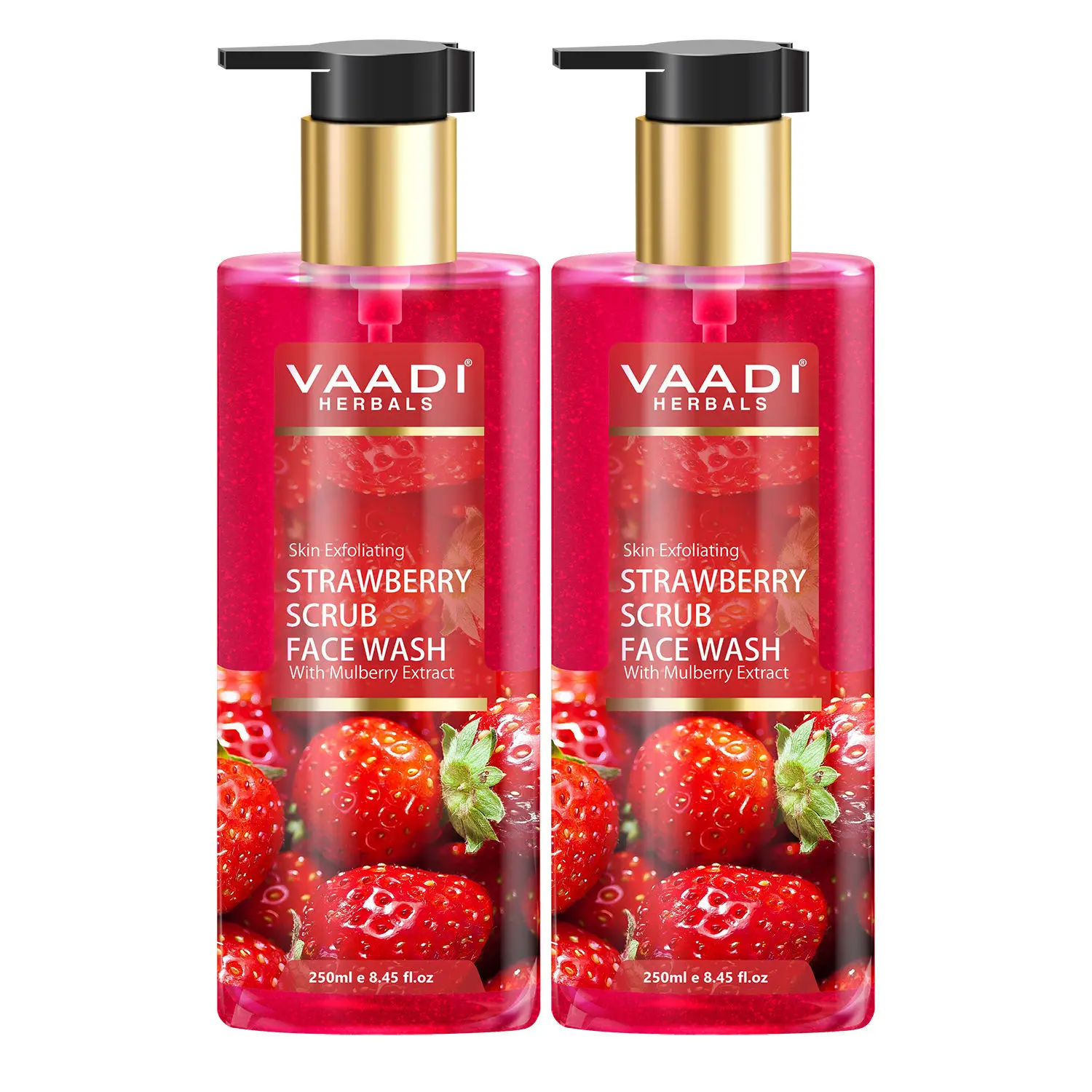 Vaadi Herbals Pack of 2 Strawberry Scrub Face Wash with Mulberry Extract (250 ml x 2)