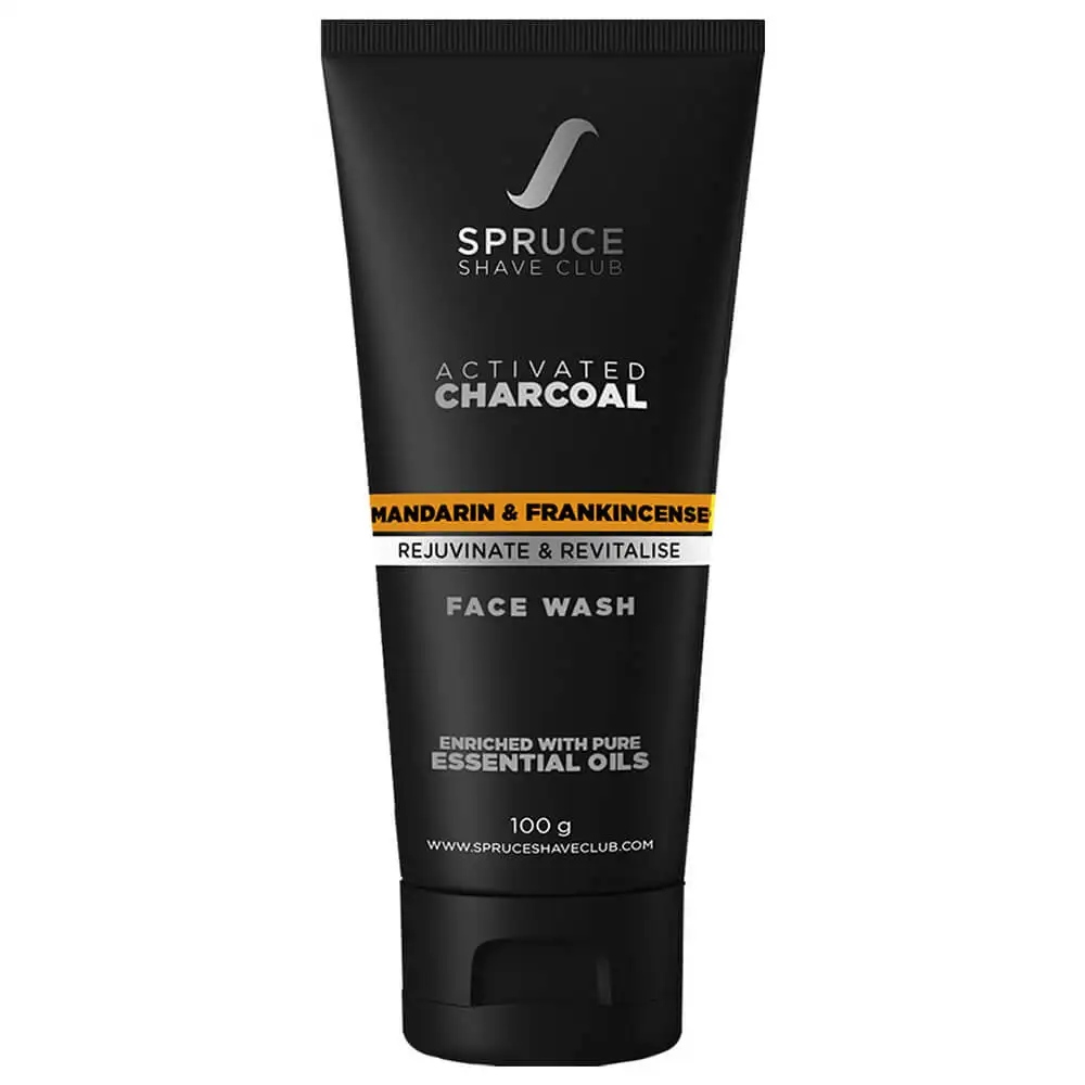 Spruce Shave Club Activated Charcoal Face Wash,  100 g  Mandarin and Frankincense