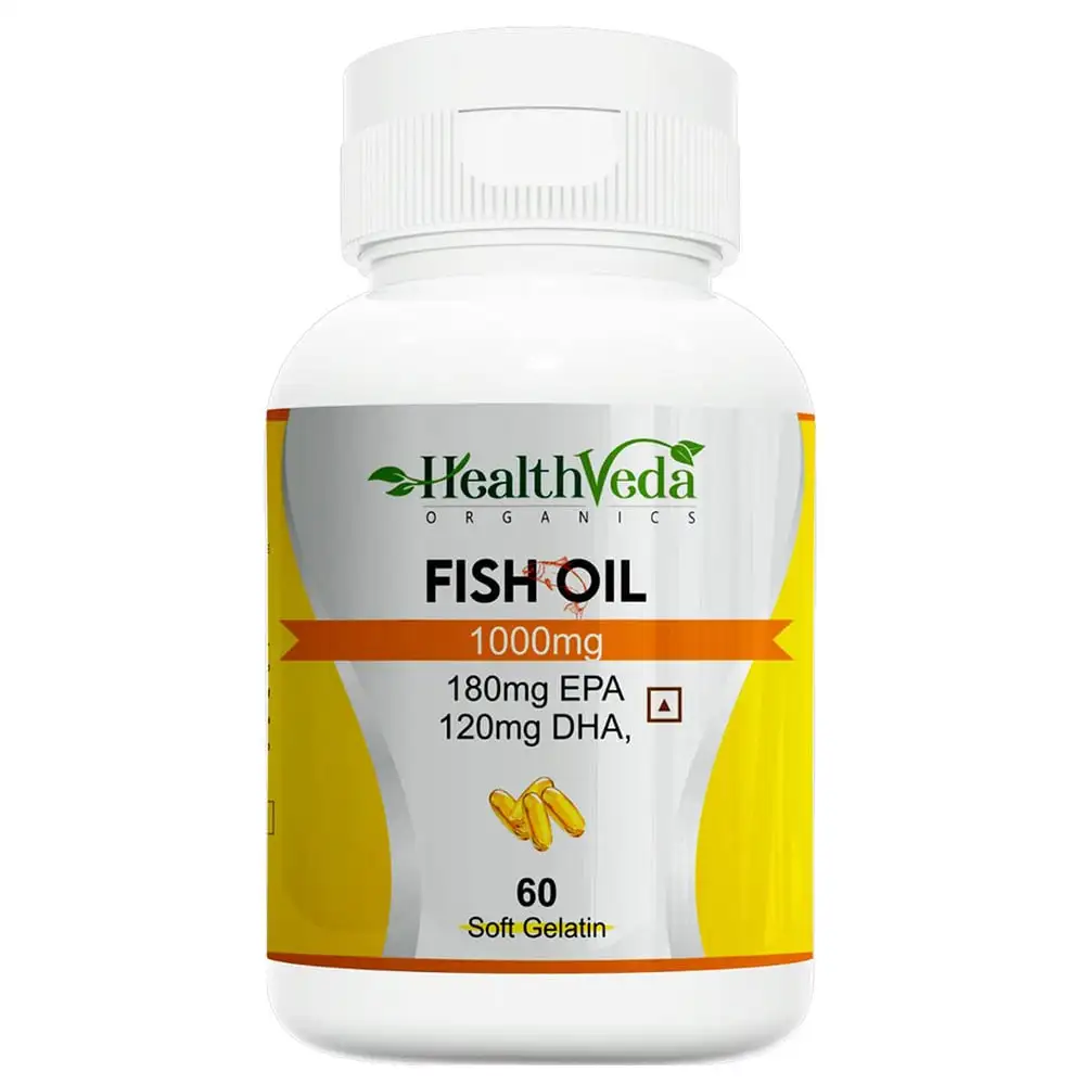 Health Veda Organics Fish Oil 1000mg,  60 softgels