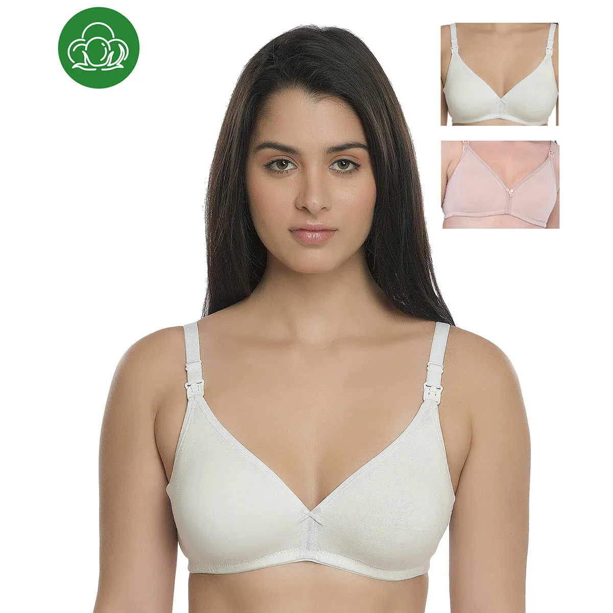 Inner Sense Organic Cotton Antimicrobial Nursing Bra Pack of 3 - Multi-Color