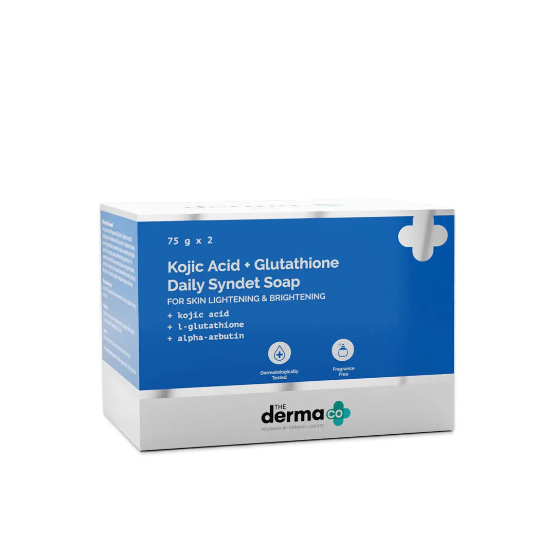 The Derma Co.Kojic Acid + Glutathione Daily Syndet Soap with Kojic Acid, L-Glutathione & Alpha-Arbutin for Skin Lightening & Brightening (75 g X 2)