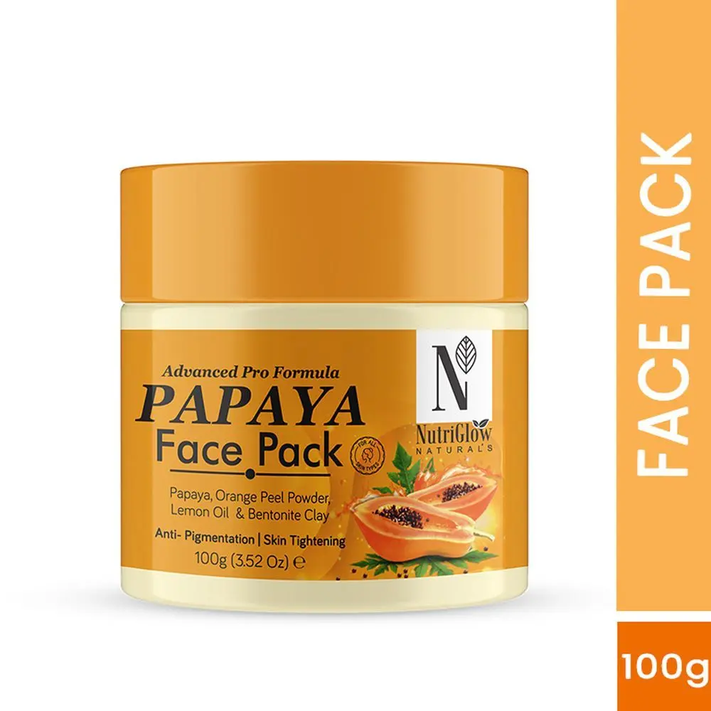 NutriGlow NATURAL'S Advanced Pro Formula Papaya Face pack, Clay Based, Skin Lightening For Dry & Oily Skin, 100gm