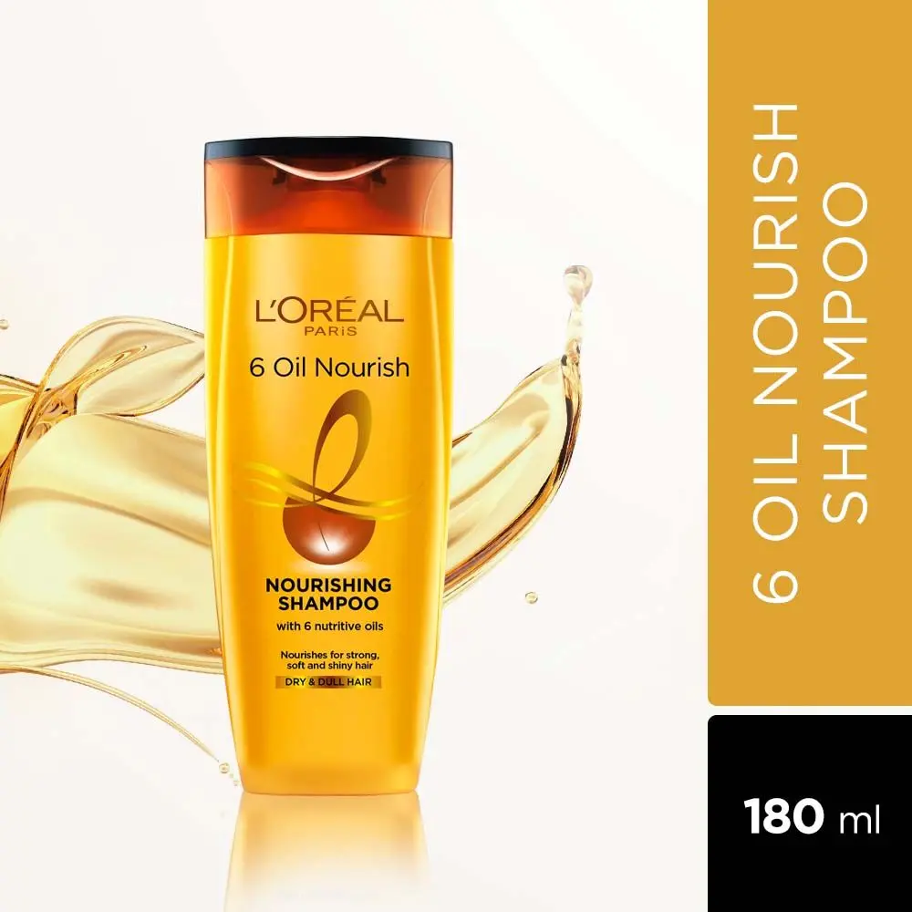 L'Oreal Paris Shampoo, Moisturising & Hydrating, For Dull, Dry & Lifeless Hair, 6 Oil Nourish, 180 ml