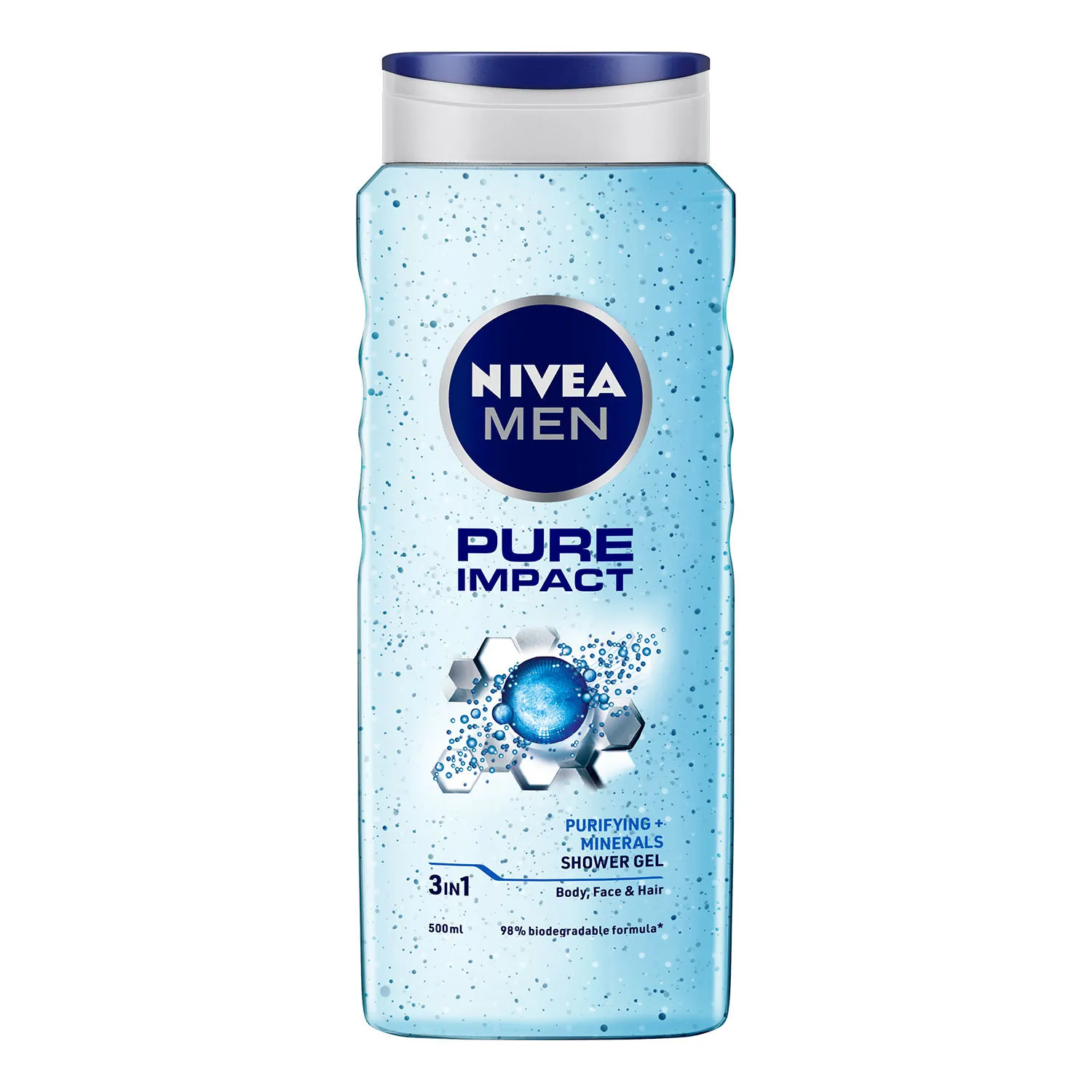 NIVEA Men Body Wash- Pure Impact with Purifying Minerals Particles- Shower Gel for Body- Face & Hair