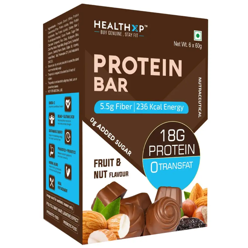 HealthXP Protein Bars (18g Protein),  6 bar(s)  Fruit & Nut