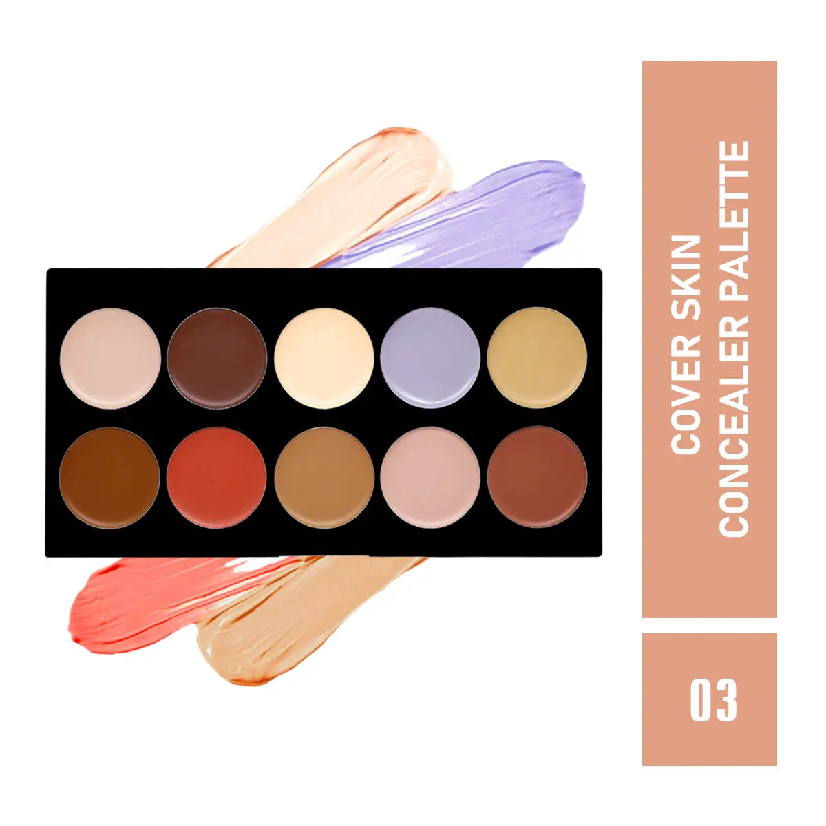 Mattlook Cover Skin Concealer Palette Full Coverage Colour Correcting Lightweight Long-lasting Waterproof Creamy Formula - 03 (18g)