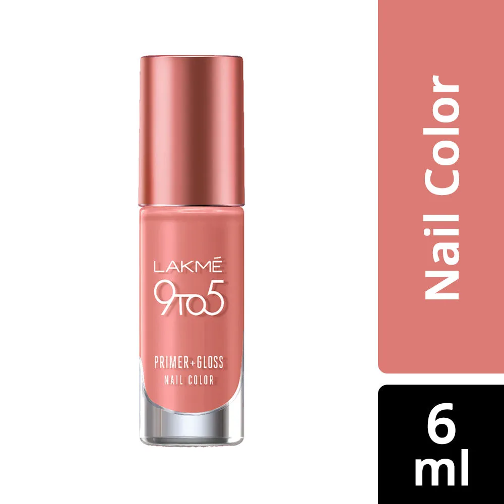 Lakme 9 to 5 Primer + Gloss Nail Colour - Peach Blossom