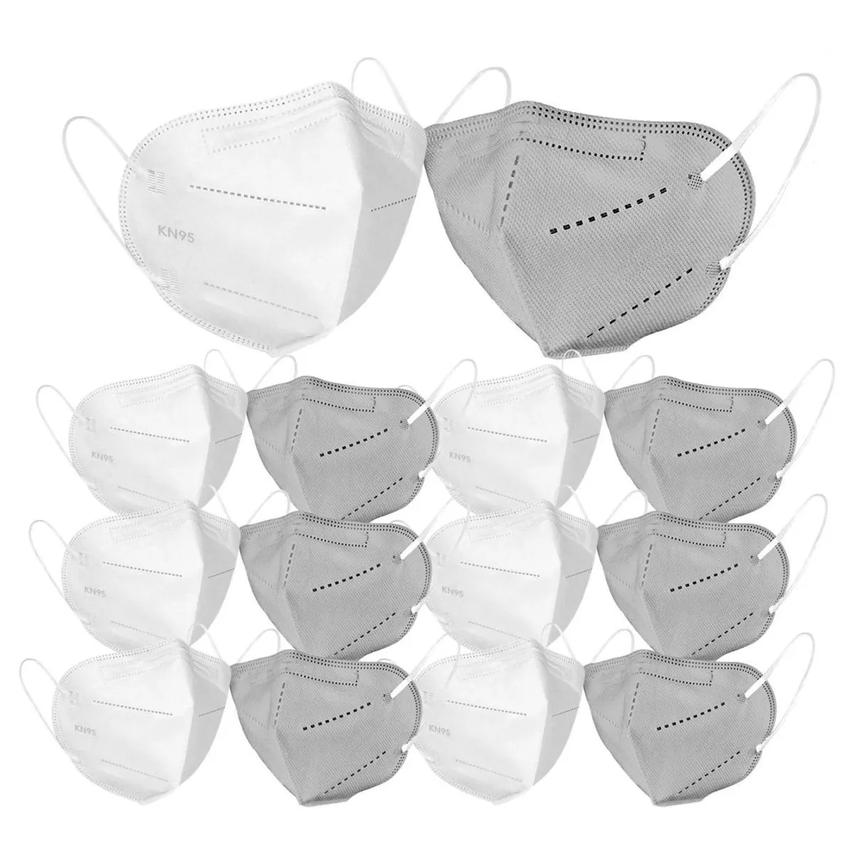 OOMPH Pack Of 12 Kn95/n95 Anti-pollution Reusable 5-layer Mask (grey,white)