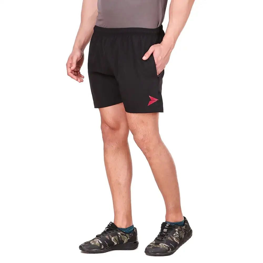 Fitinc N S Lycra Shorts with Both Side Safety Zippered Pockets,  Large  Black